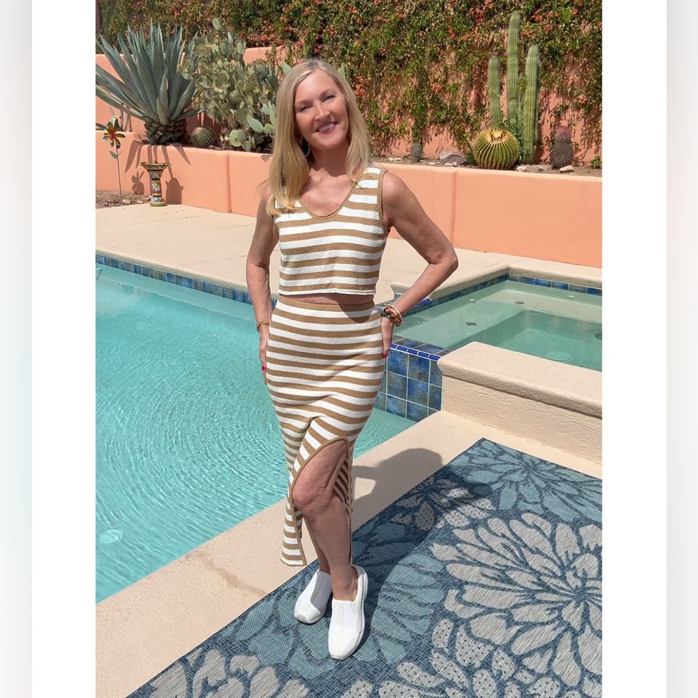NWT Striped Lightweight Sweater Knit Top and Midi Skirt Set-S - Picture 4 of 17